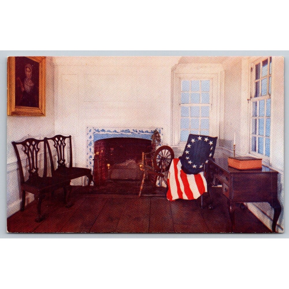 Vintage 1951 Postcard Betsy Ross House Philadelphia PA Birthplace Old Glory Flag